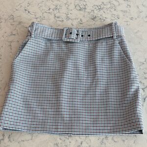 Veronica Beard Mini Skirt in Black, White and Brown Houndstooth